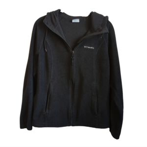 Women's Hooded Black Columbia Full Zip Fleece Jacket Size Medium